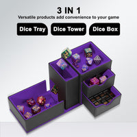 Stepane dice tray and dice tower storage box in black and red PU leather with drawers - view 21