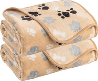 Dog Blanket Paw Bone Pattern 1 Pack 2 Super Soft Warm Flannel Sofa - 60*50 inch (Pack of 2) / Beige|paw Bone