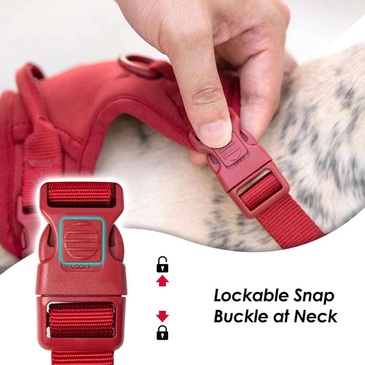 Sunraymascota No Pull Dog Harness for Medium Sized Dogs Puppy Vest - Burgundy Red / L(Neck:20.9-31.5", Chest:24.8-37.4") - image 2