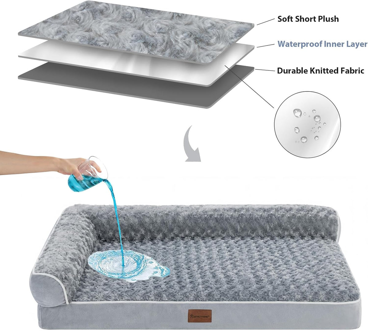 Orthopedic Washable Dog Bed - Gray / 35.0"l x 22.0"w x 6.5"th - image 4