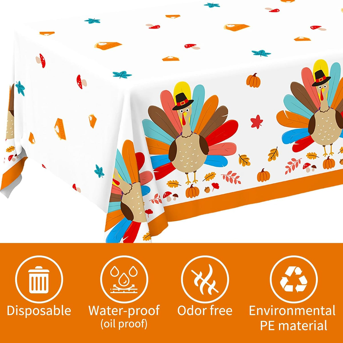 Gatherfun Football Party Decorations Disposable Tablecloth Plastic - thanksgiving - image 3