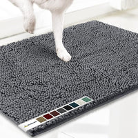 Muddy Mat® 2-in-1 Set: AS-SEEN-ON-TV Grey Microfiber Door Mat (30"X19") & Doggy Dryer Plush Shammy Towel - Non-Slip, Washable & Highly Absorbent Solutions for Soggy Paws & Clean Floors