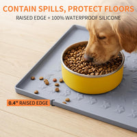 Silicone Pet Feeding Mat, Dog Cat Food Water Bowl Mat - Gray / 18.5"L x 11.5"W - image 2