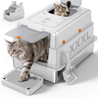 FURTIME Stainless Steel Litter Box with Lid - XXX-Large / Silver