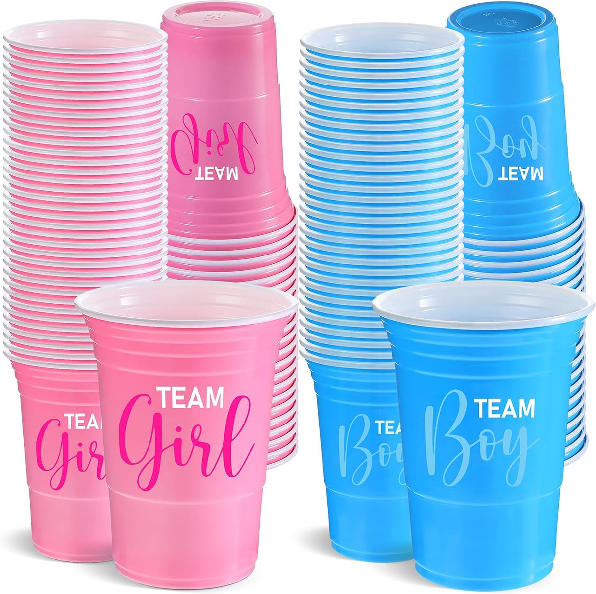 Norme 60 Pcs 16 oz Plastic Gender Reveal Cup Blue Pink Disposable Cup – Fun for Kids & Family - 16 oz / 120