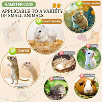 12 in 1 Clear Acrylic Hamster Cage with All Accessories,13.5''L*10''W*15''H Dwarf Hamster Cage,Magnetic Connection Small Hamster Enclosure,Wooden Mouse Cage for Pet Mice(2-Layer,Pink) Install Required