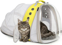 Dual Expandable Large Cat Backpack Carrier – Essentials for Cats - Yellow / Clear Window