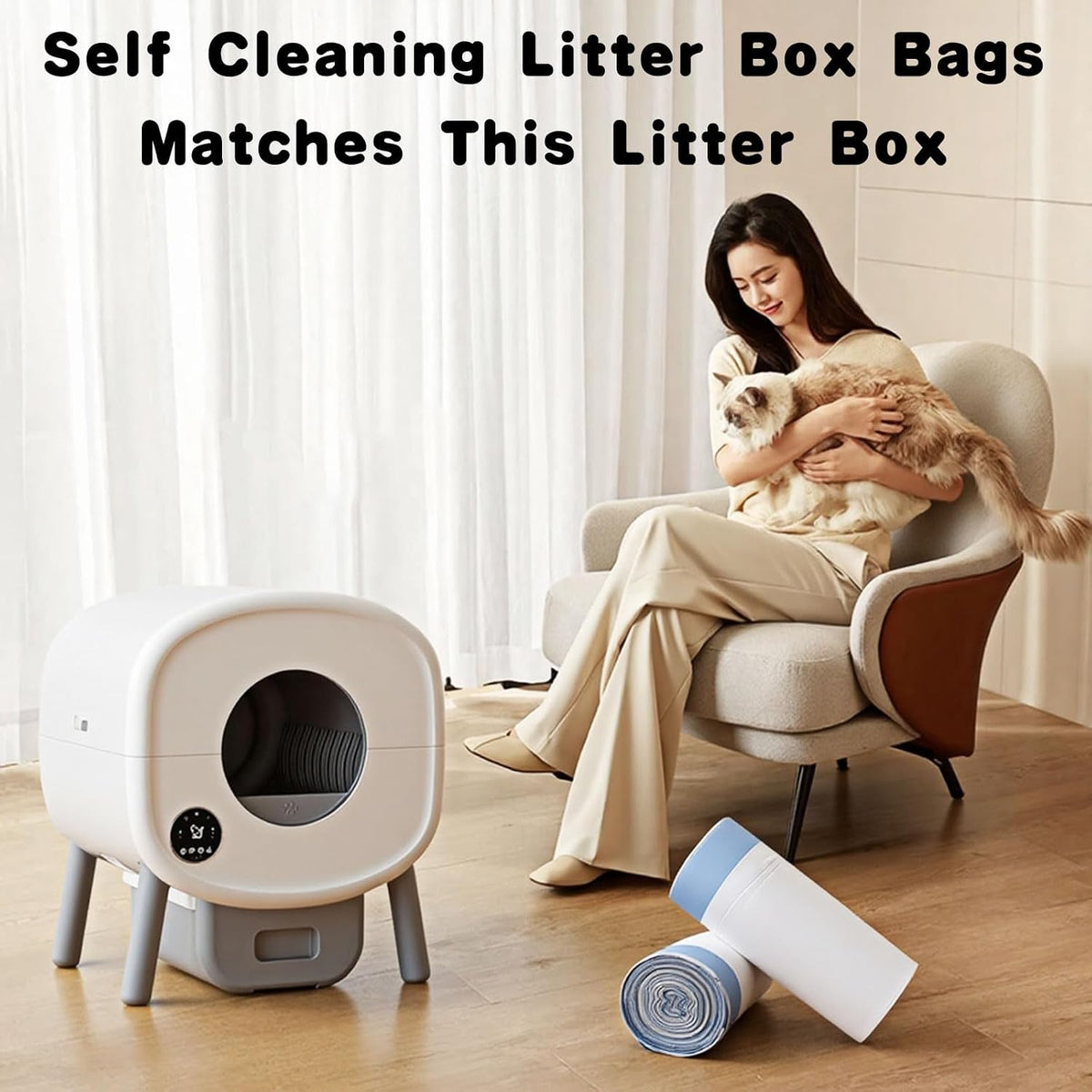 40-Pack Heavy Duty Cat Litter Box Liners for Fsitego & Fumoi - Blue / 40-Pack - image 3
