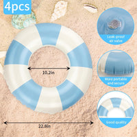 Rugwioyu pool tubes for kids, two round blue and white inflatable swim rings - view 15