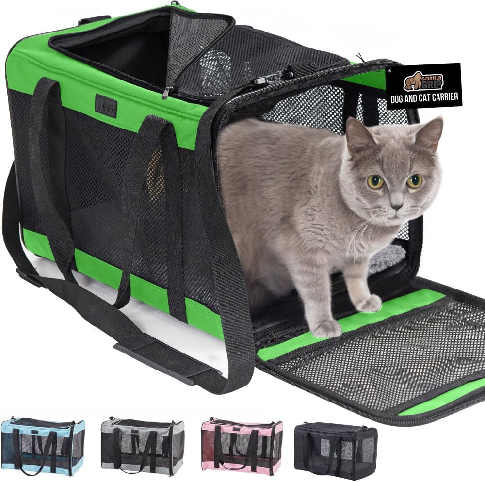 GORILLA GRIP Cat Carrier Travel Bag Up to 15 Lbs - 17.0"L x 11.0"W x 11.0"H / Light Green