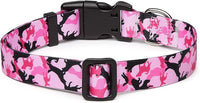 Mercano Adjustable Dog Collar - Special Design Patterns, Soft Nylon Comfortable Durable Pet Collar for Small Medium Large Dogs (S, Dog Camouflage Pink)