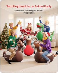 QPAU Inflatable Dinosaur Bouncy Hopper Toy - Reindeer / 1 Pack - image 3