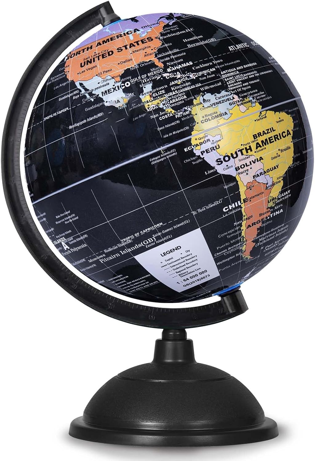 KISEER 8 Inch World Globe with Stand Rotating Earth Spinning Globe - Black