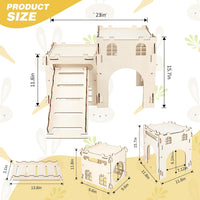 Large Wooden Bunny Hideout - 2 House and 1 Ladder - image 2