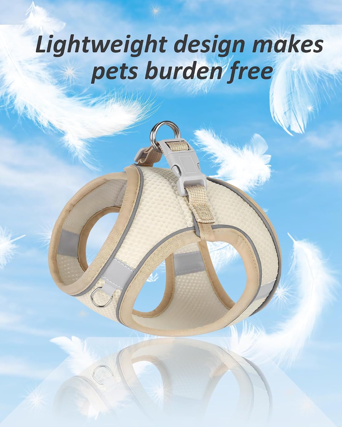 Solmoony Dog Harness, No Pull, Mesh for Small Medium Dogs - Beige / L - image 3