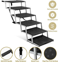 Foldable Dog Steps for Car SUV Truck - Wide 6 Steps / Silver - image 2