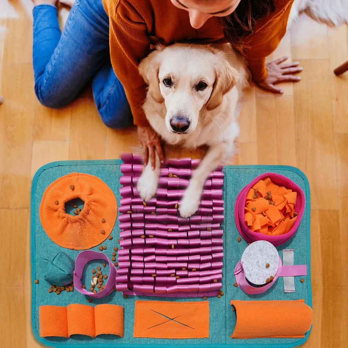 Snuffle mat for Dogs Iteractive Dog Puzzle Toy Used for Training - Red - image 3