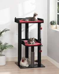 43.7" Modern Cat Tree for Large Cats, Quick One‑Person Assembly – Essentials for Cats - Black/Red / 23.6"L x 23.6"W x 43.7"H - image 3