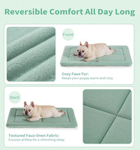 Made4Pets Dog Crate Pad Bed for Large Dogs, Washable & Reversible, Anti-Slip Kennel Mat for Cozy Sleeping, Soft Fluffy Dog Bed for Indoor & Outdoor Use, 44"x32", Green