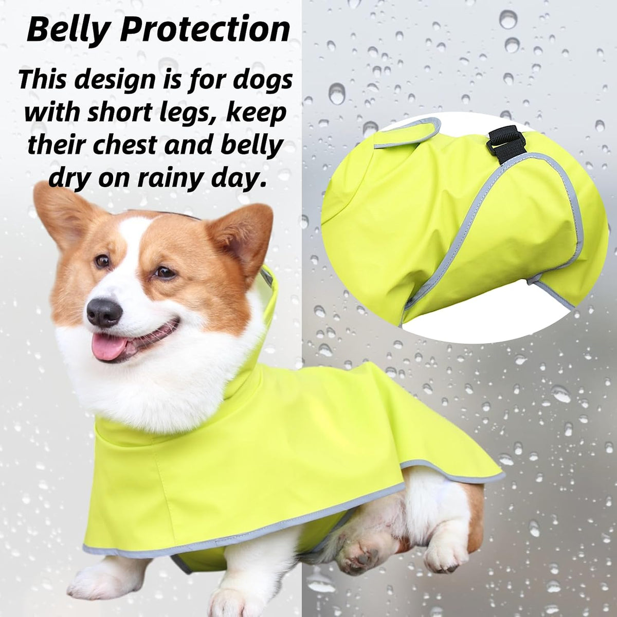 Dog Rain Jacket with Hood for Small Pet - Light Green / X-Small - image 3