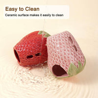 Adjustable No-Drip Pink Strawberry Ceramic Hamster Water Bottle – Essentials for Small Pets - Strawberry -red - image 4