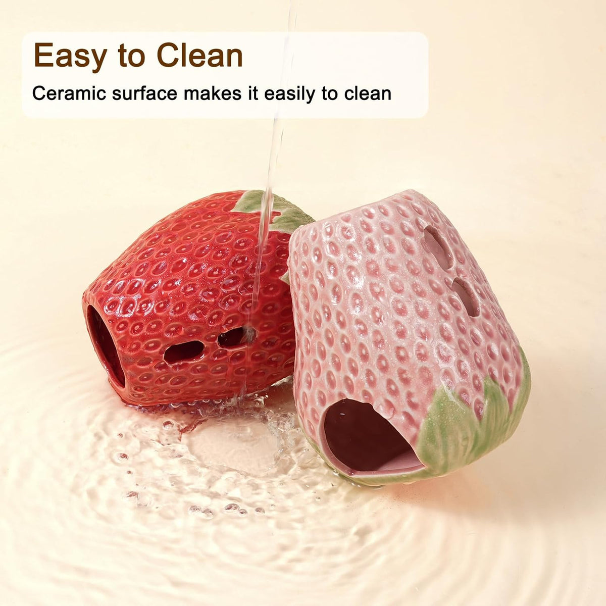 Adjustable No-Drip Pink Strawberry Ceramic Hamster Water Bottle – Essentials for Small Pets - Strawberry -red - image 4