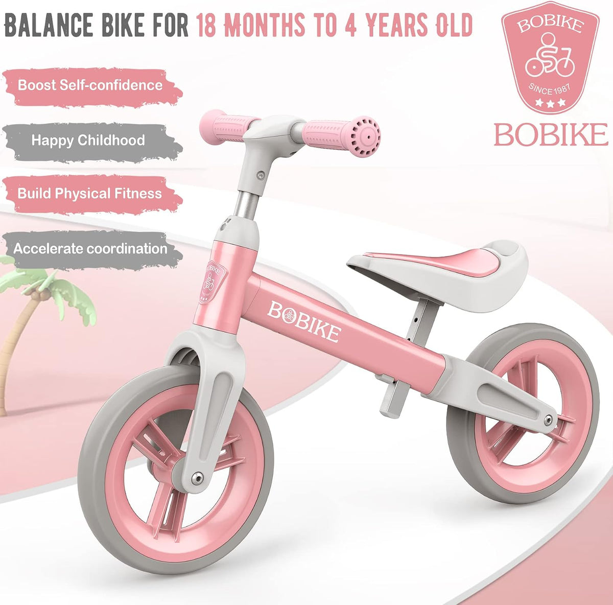 Bobike Toddler Balance Bike Toys for 1 to 4 Year Old Girls Boys - Pink - image 2