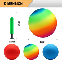 Four Square Balls, 8.5 Inch Playground Ball for Kids Outdoor Dodgeball Kickball Handball Game - Blue (1 ball), Red (1 ball), Rainbow (2 balls) - image 4