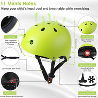 Toddler Kids Bike Helmet Set with Knee Elbow Pads - Green / Small: 20.1"-21.2"/51-54cm - image 4