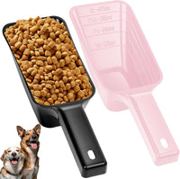 2 Cup Dog Food Scoop, Plastic Pet Food Scoop with Measuring Lines for Accurate Pet Food - Black and Pink