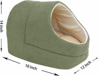 4 in 1 Self Warming Burrow Cat Bed Hideway Sleeping Cuddle Cave – Essentials for Cats - Sage Green-2 - image 4