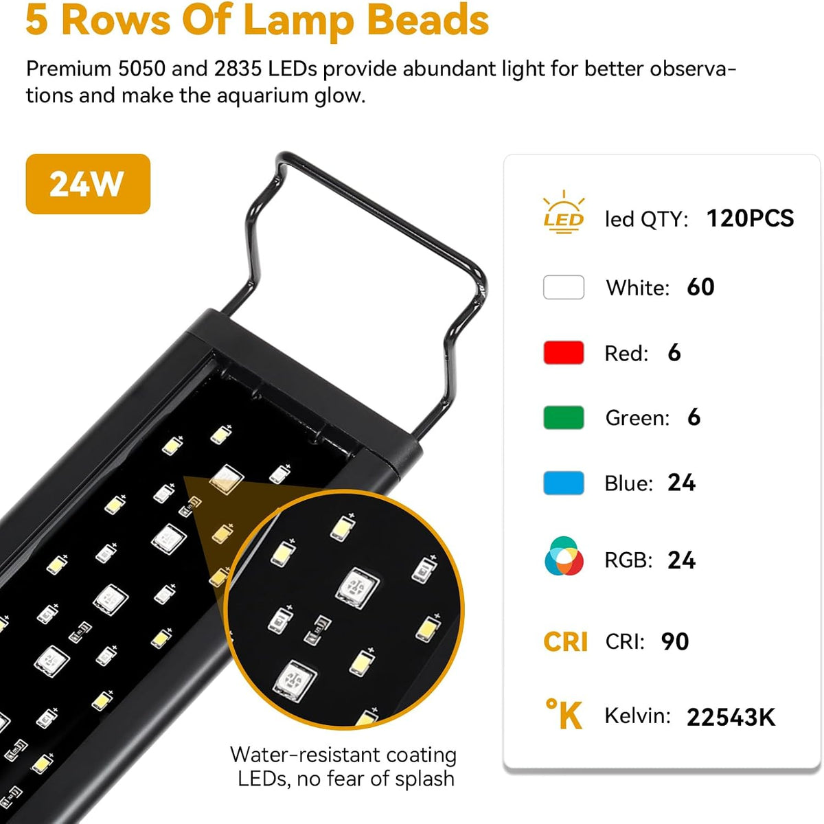 hygger 18W LED Aquarium Light, Sunrise Sunset Mode - 24"- 30" (24W) - image 2