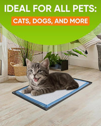 TidyFriend Puppy Pad Holder Tray Fits for 11.5” x 17” Pee Pads with Corner Lock Holes, Raised Edges, Non-Spill, Easy to Clean Silicone Puppy Potty Tray Holder, for Indoor Floor Protection (Grey)