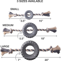 Pet Passion Natural Rubber Tire and Organic Cotton Rope Pull and Chew - Gray / Small - image 3