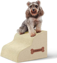 Dog Stairs for Small Dogs and Cats, 2 Steps Pet Stairs to Get on Couch Sofa and Chair, Indoor Non-Slip Balanced Portable Pet Step, High-Density Foam Ramp with Removable Washable Cover, Beige（11.8" H）