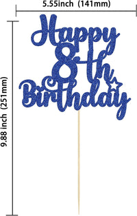 Gyufise 1Pc Happy 80th Birthday Cake Topper Glitter Cheers to 80 - 8th / Blue - image 2