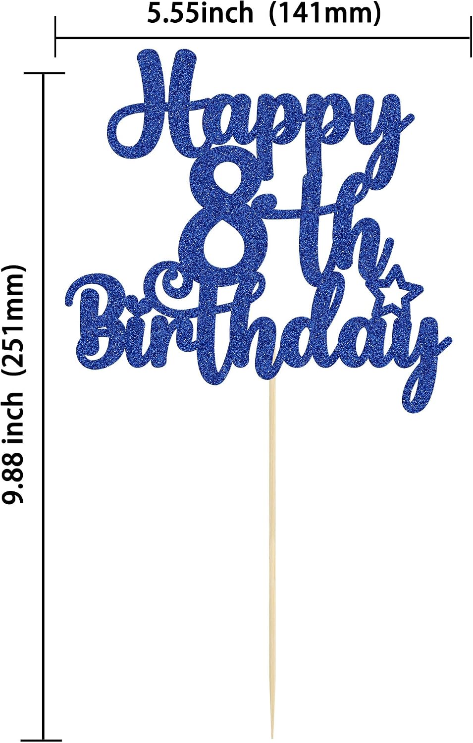 Gyufise 1Pc Happy 80th Birthday Cake Topper Glitter Cheers to 80 - 8th / Blue - image 2
