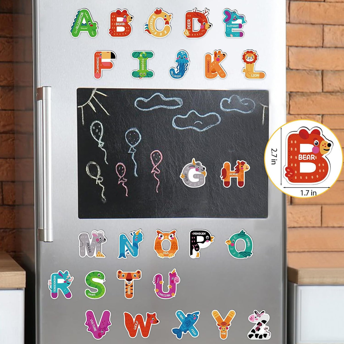 Auzesto 48 magnetic letters and numbers shaped like animals, fruits and vegetables - view 7