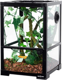 REPTI ZOO 34 Gallon Large Reptile Glass Terrarium Tank with Foam - Green / 12"W X 12"D X 18"H (10Gallon)