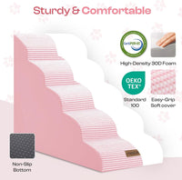 Miorun Dog Stairs for High Beds - White-pink / 5.0 / Stairs 24.5"H - image 2