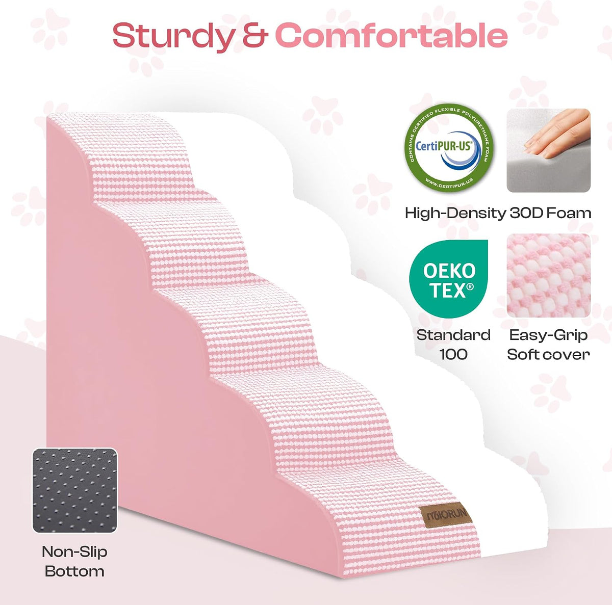 Miorun Dog Stairs for High Beds - White-pink / 5.0 / Stairs 24.5"H - image 2