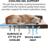 Furhaven Cooling Gel Dog Bed for Large Dogs w/ Removable Bolsters & Washable Cover, For Dogs Up to 125 lbs - Two-Tone Plush Faux Fur & Suede L Shaped Chaise - Espresso, Jumbo Plus/XXL