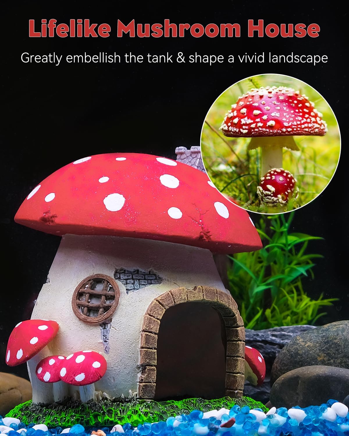 Uniclife Aquarium Mushroom House - Resin Large Mushroom - image 3