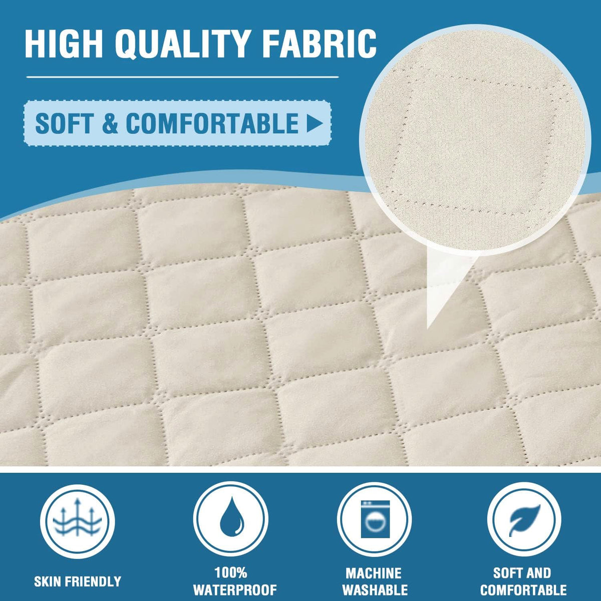 H.VERSAILTEX Sofa Cover Couch Cover for Dogs with Elastic Straps 100% - Coconut Milk / Slipcover-Chair - image 3