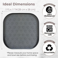 Pet Feeding Mat, Waterproof Anti-Slip Placemats for Dog Cat Bowl Silicone Pet Food Mat, Raised Edge - Black / 11"L x 11"W - image 2