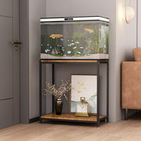 20 Gallon Metal Aquarium Stand with Shelves for Fish Tank Accessories Storage, Reptile Tank Turtle Terrariums Stand for Home Office (Black)