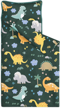 Wake In Cloud, Toddler Nap Mat with Pillow and Blanket - Standard - 50"x20" / Dark Green
