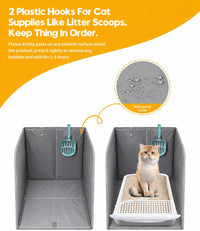 Waterproof Cat Litter Box Enclosure Splash Guard with Removable Mat - Solid Gray / Large - image 2