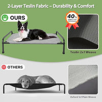 Raised Dog Bed, Outdoor Dog Bed for Dogs, Cooling Elevated Pet Cot, Durable and Sturdy Pet Bed, Waterproof Mesh Cover Raised Metal Frame, Non Slip, Grey