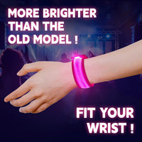 KIRALUMI 8 Pack LED Light Up Bracelets, 3 Modes - Pink - 8 PCS - image 2